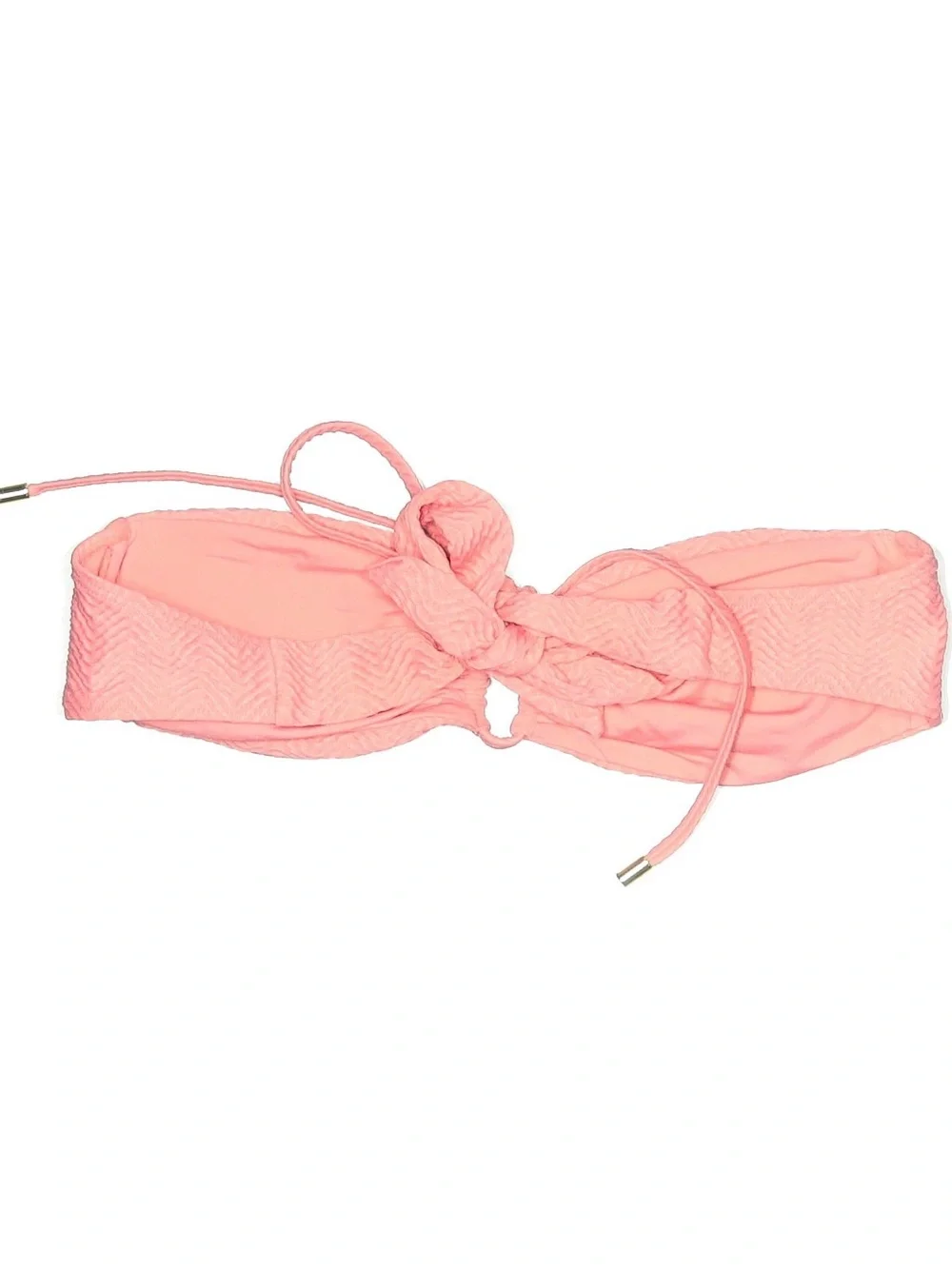 Monday Swimwear | Coral Pink Textured Zigzag Bikini Set | Top S / Bottom M